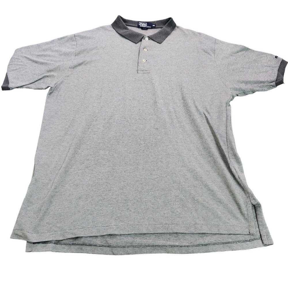 Polo Ralph Lauren Mens XXL Grey Houndstooth Short Sleeve Polo Shirt Made in USA